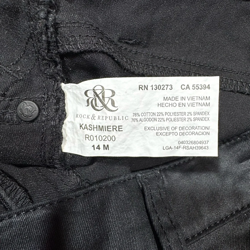 Rock & Republic Women’s Kashmiere Shiny Black Skinny Jeans - Picture 4 of 13